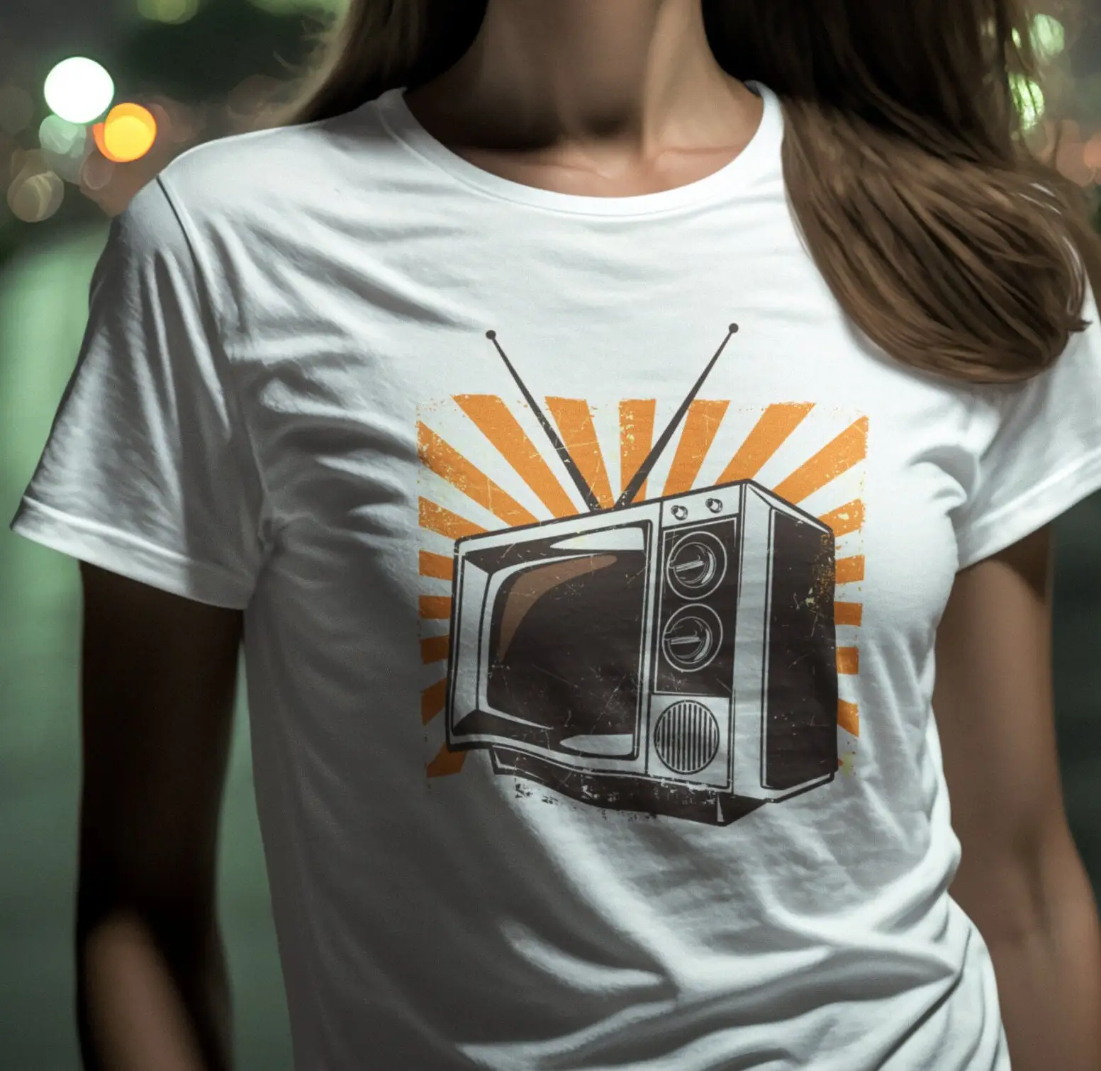 Vintage Fashion History - 70年代のビンテージテレビ愛好家Tシャツ クラシックテレビ レトロ放送愛好家 ノスタルジア トップメディア ヒストリー