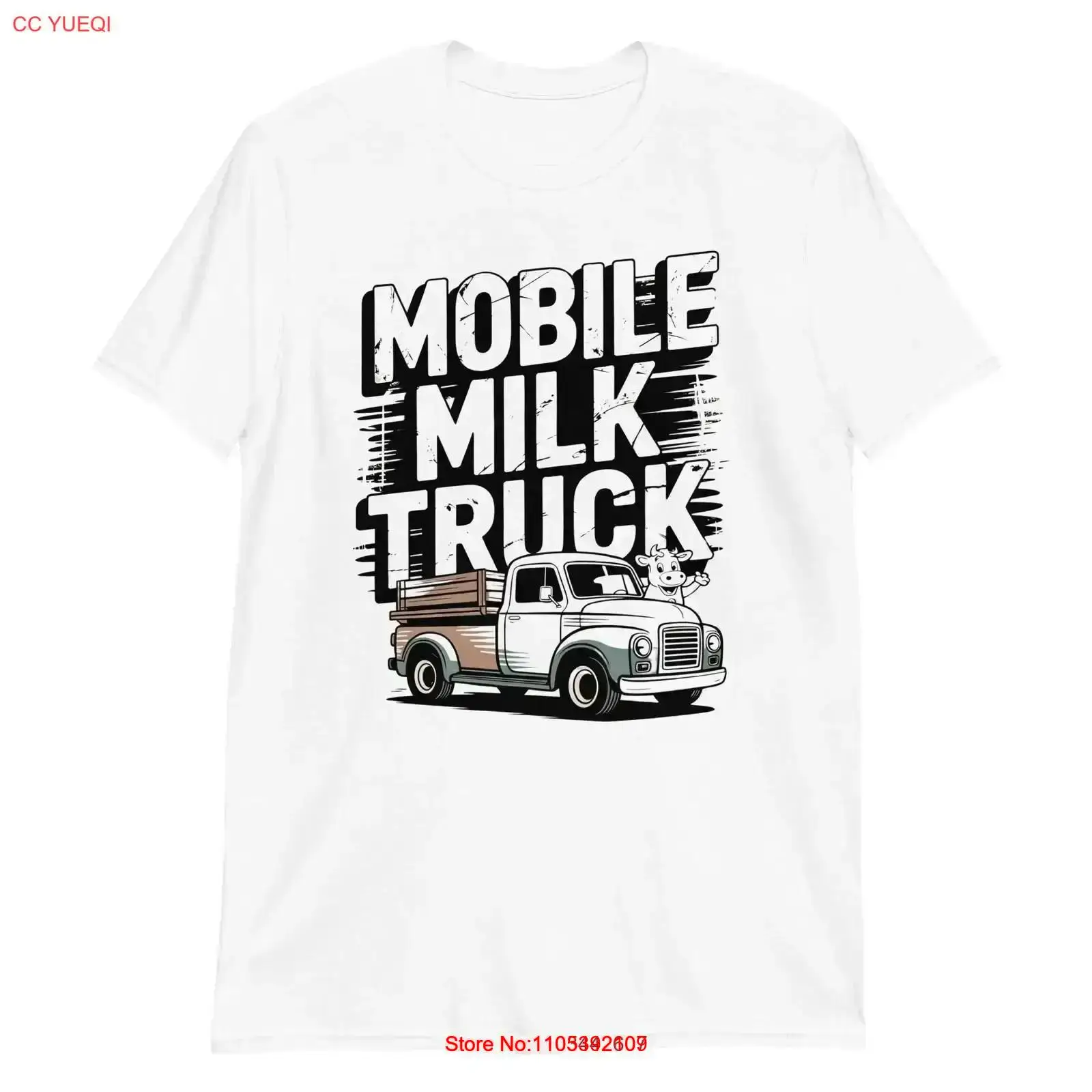 Vintage Fashion Market - モバイルミルクトラック Tシャツ ヴィンテージスタイル 漫画風 かわいい ファーマーマーケットトップ