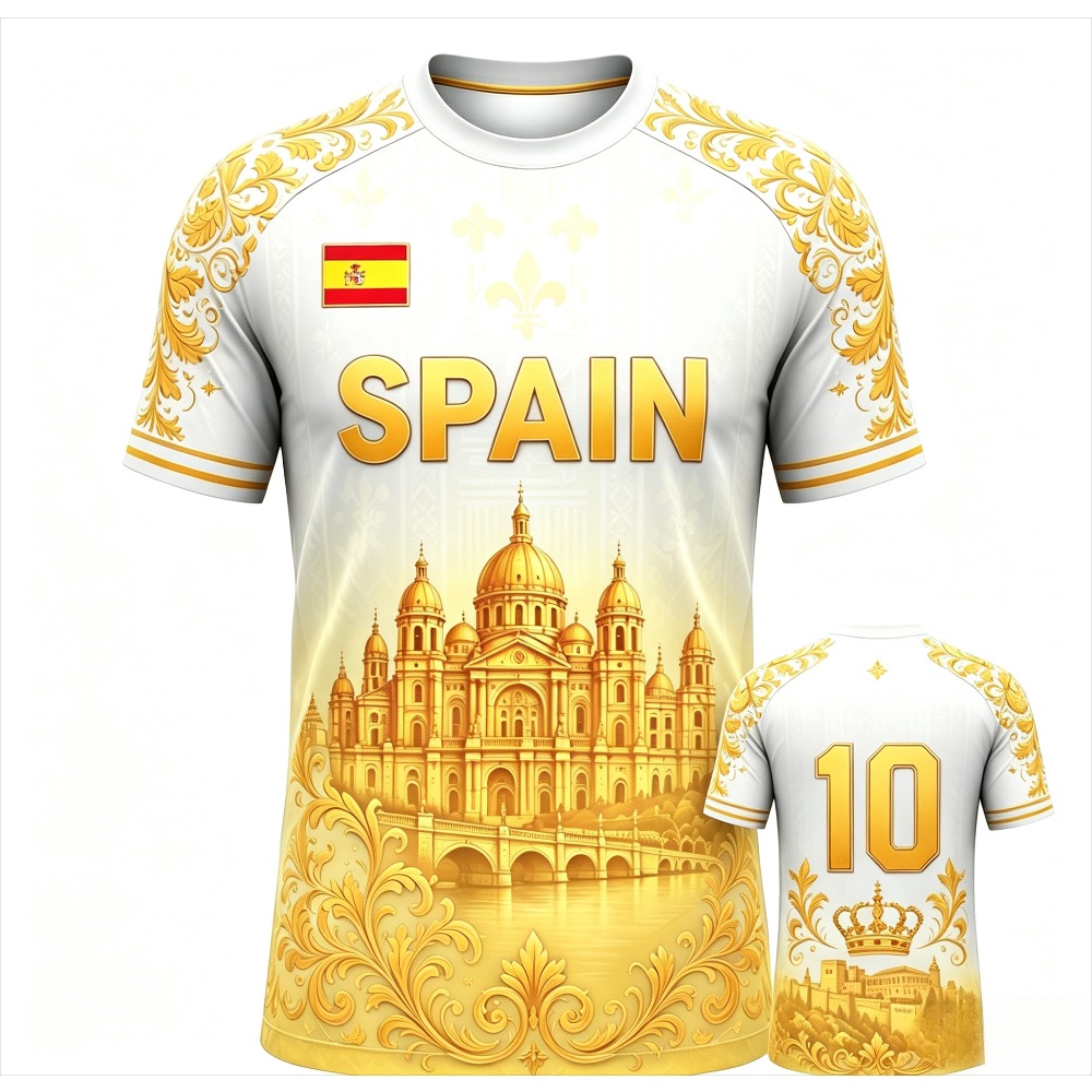 Vintage Fashion Build - スペインゴールデンビルディングヴィンテージ花柄メンズクルーネックTシャツ旅行休日カジュアル半袖トップ