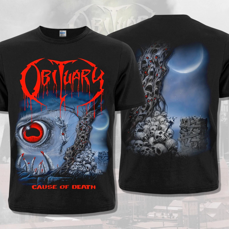 Vintage Fashion Obituaries - アメリカンブラック Tシャツ死亡記事死因 1990 残忍なデスメタル夏新ヴィンテージファッション男性と女性ストリート