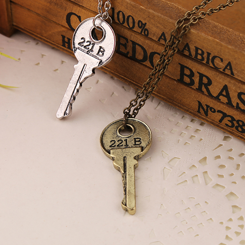 Vintage Fashion Houses - Sherlock-女性と男性のためのキー型ペンダント,221b,ヴィンテージネックレス,ファンジュエリー,コスプレギフトアクセサリー