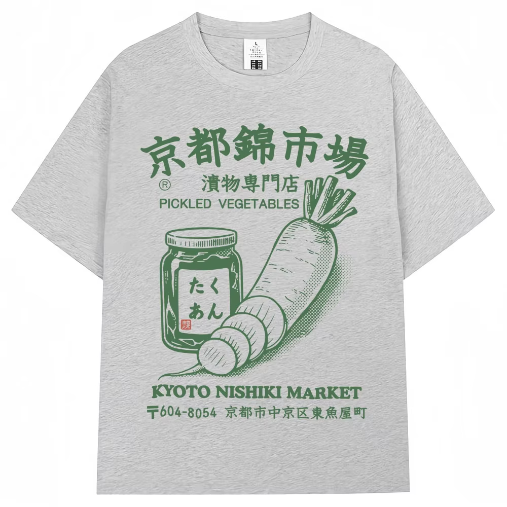 和風京都錦市場プリント Tシャツファッションヴィンテージメン - Vintage Fashion Market のレビューと価格