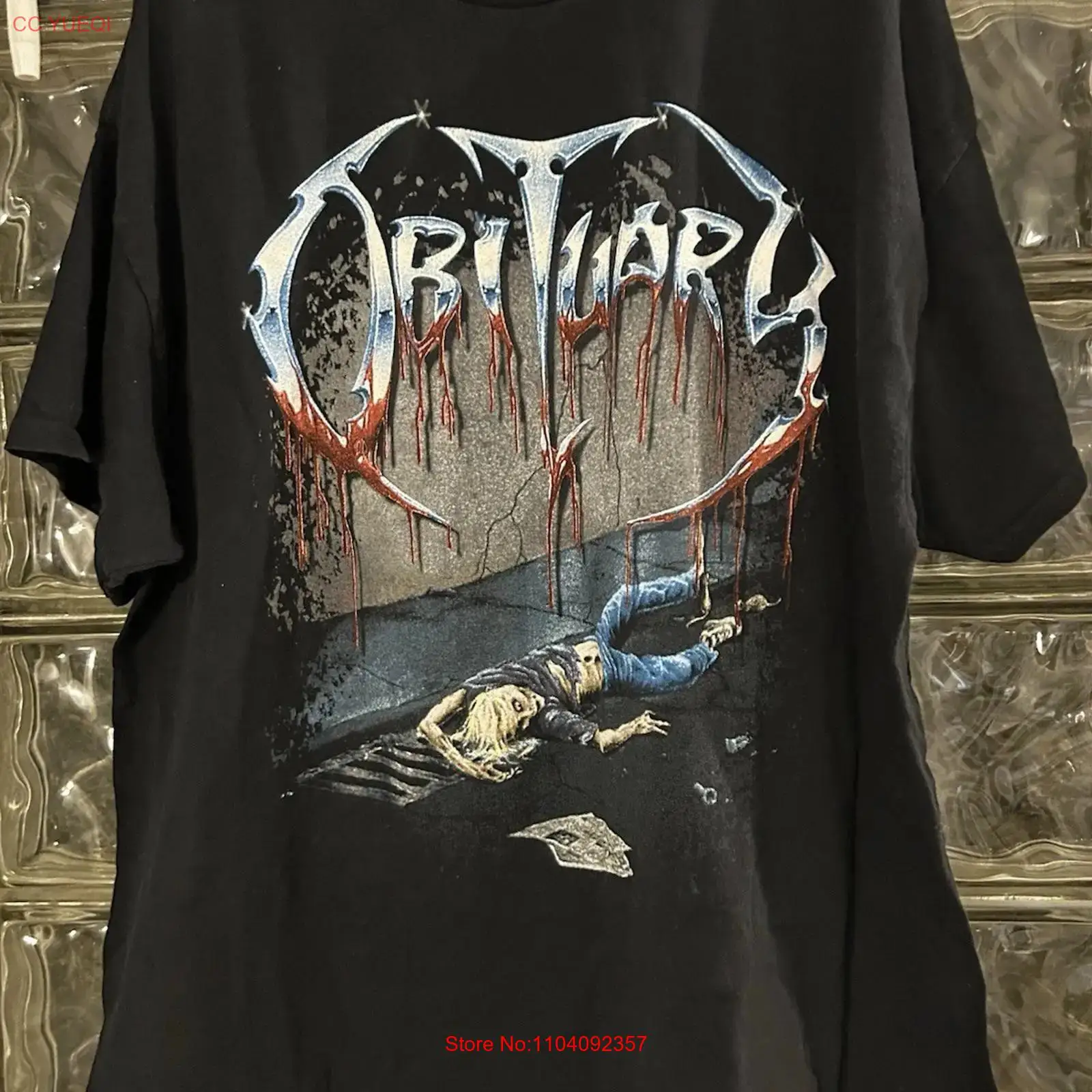 オビチュアリーTシャツ ブラックカラー リプリント メンズ  - Vintage Fashion Obituaries のレビューと価格