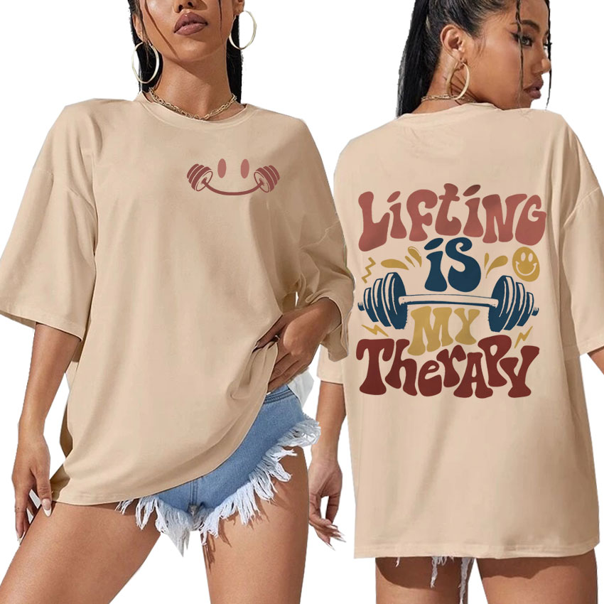 リフティングは私のセラピー時代の男性と女性のためのTシャツ, - Vintage Fashion Eras のレビューと価格