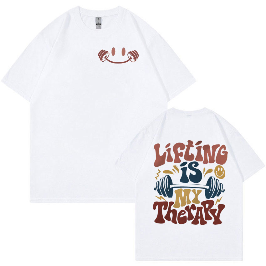 リフティングは私のセラピー時代の男性と女性のためのTシャツ, - Vintage Fashion Eras のレビューと価格