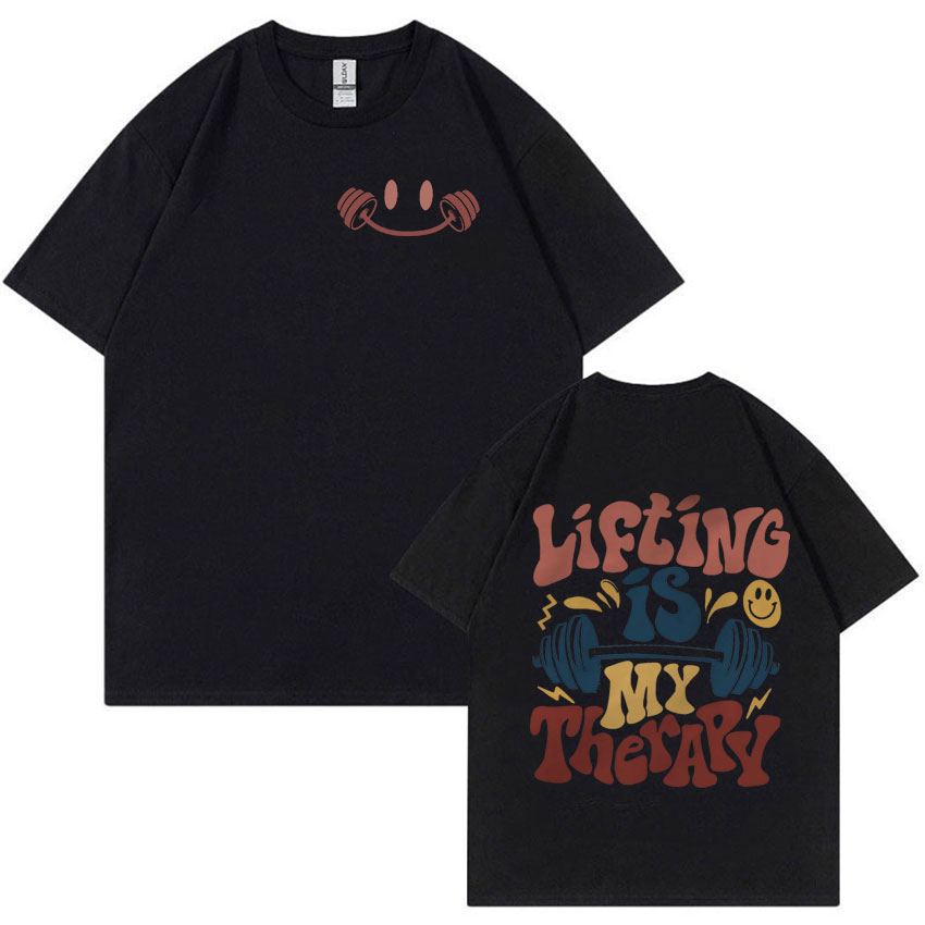 リフティングは私のセラピー時代の男性と女性のためのTシャツ, - Vintage Fashion Eras のレビューと価格