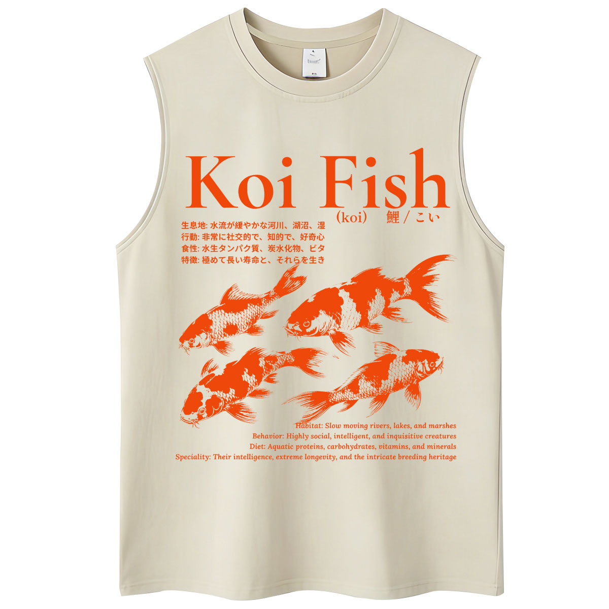 洗浄済み日本スタイル大阪魚市場タンクトップ男性女性ファッショ - Vintage Fashion Market のレビューと価格